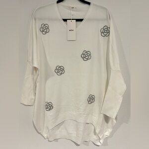 MOEWY White Silver Floral Embellished Sweater Size “Taille Unique” (One Size)